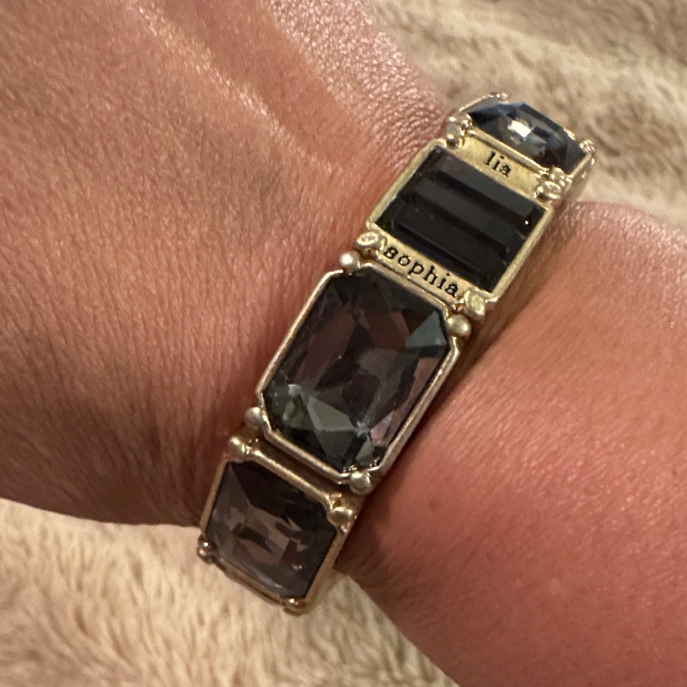 Lia Sophia Gold Bracelet with Black Stones